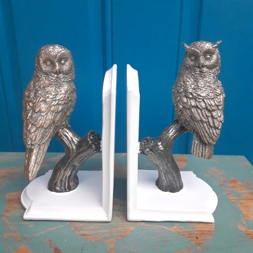 Book Ends Set of 2 Owls on a branch in Bronze Metal Brand NEW!